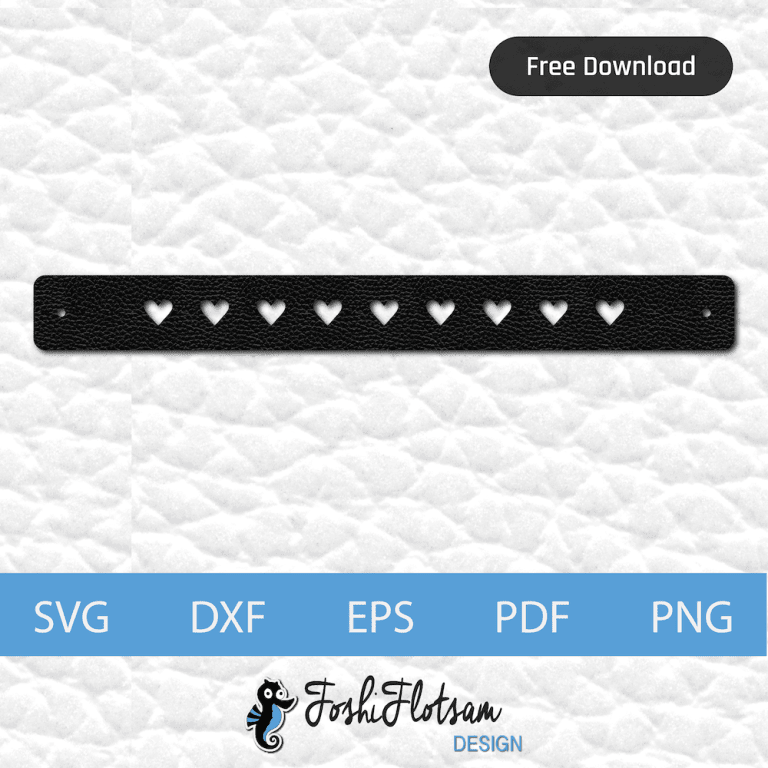 1 heart free bracelet SVG cut file with repeating heart pattern design.